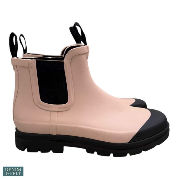 Everlane The Rain Boot Pink Black Chunky Chelsea Waterproof Ankle Rain Boots - Picture 11 of 16